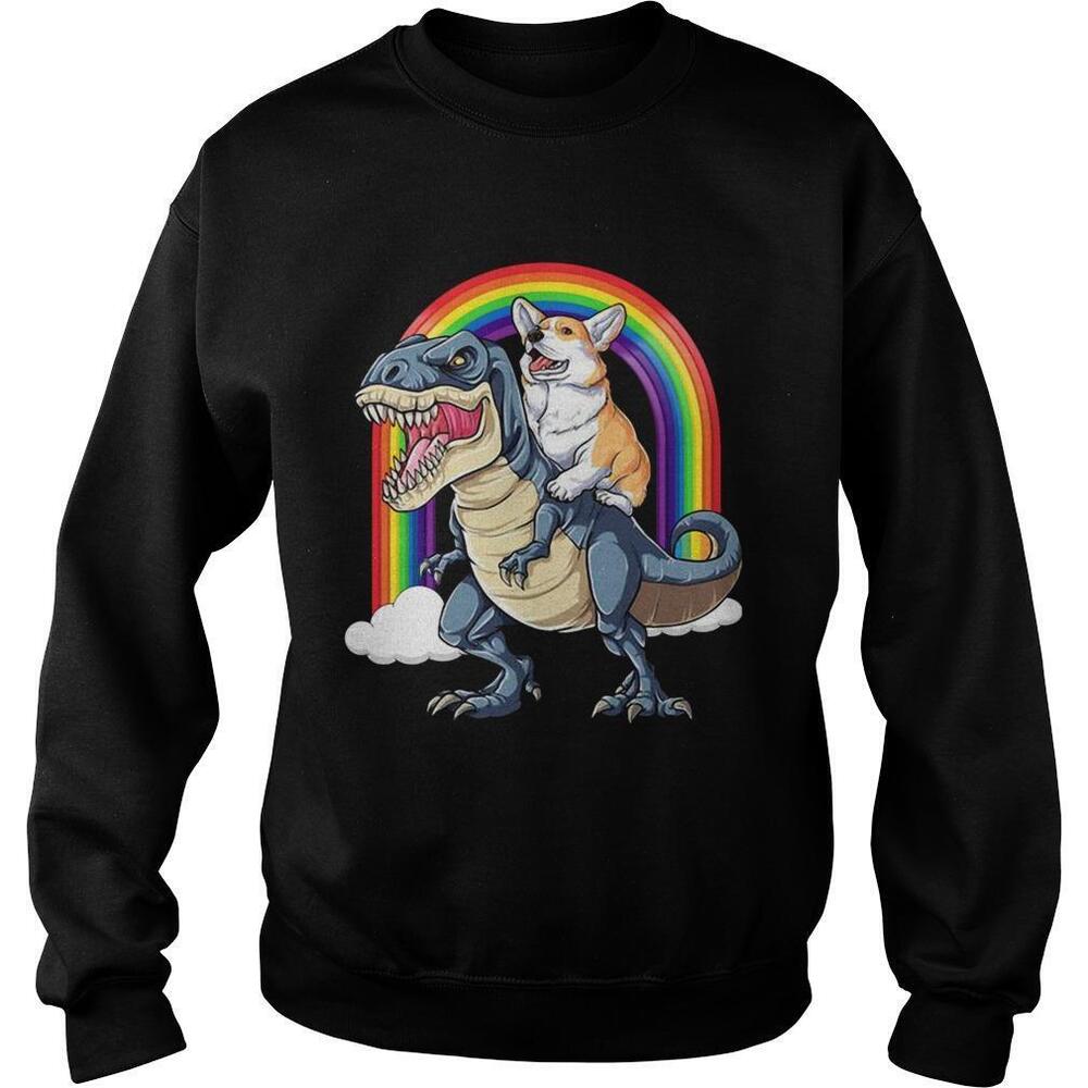 Corgi Riding Dinosaur T Rex Shirt